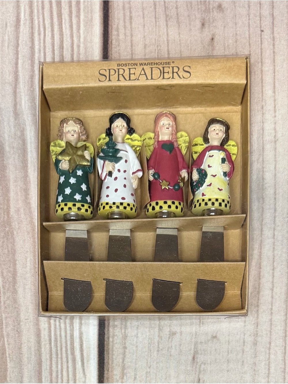 Vintage 1999 Boston Warehouse Set Of 4 Angels Butter & Cheese Spreaders